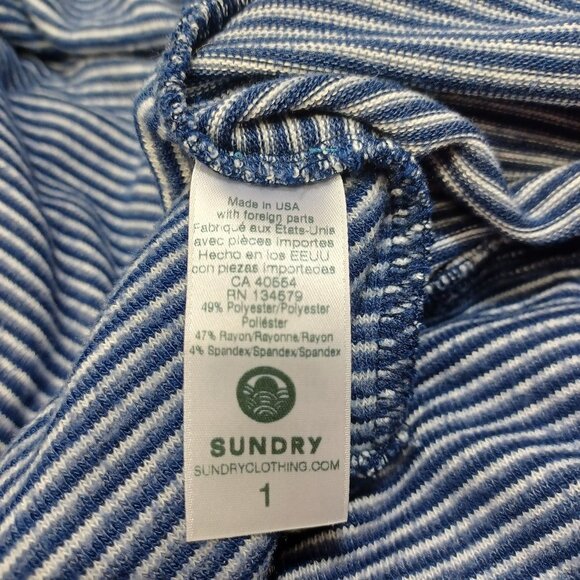 Sundry Cardigan Navy Striped Knit Open Front Cocoon Style Womens Small - Picture 10 of 12